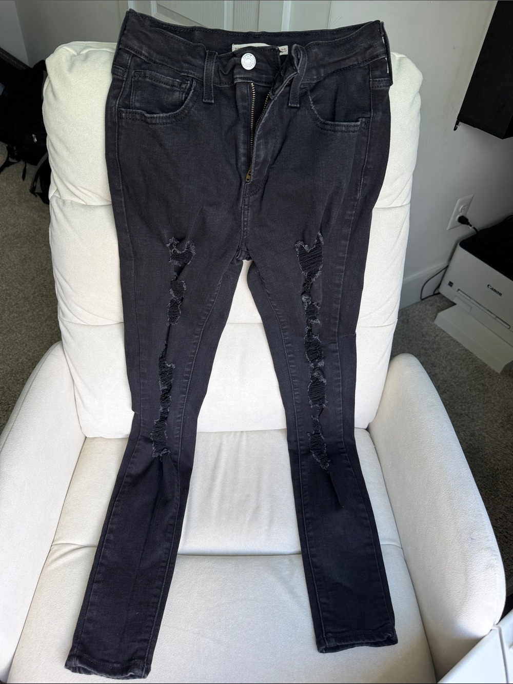 Levi’s 720 High Rise Super Skinny  Black Distressed Women’s Jeans